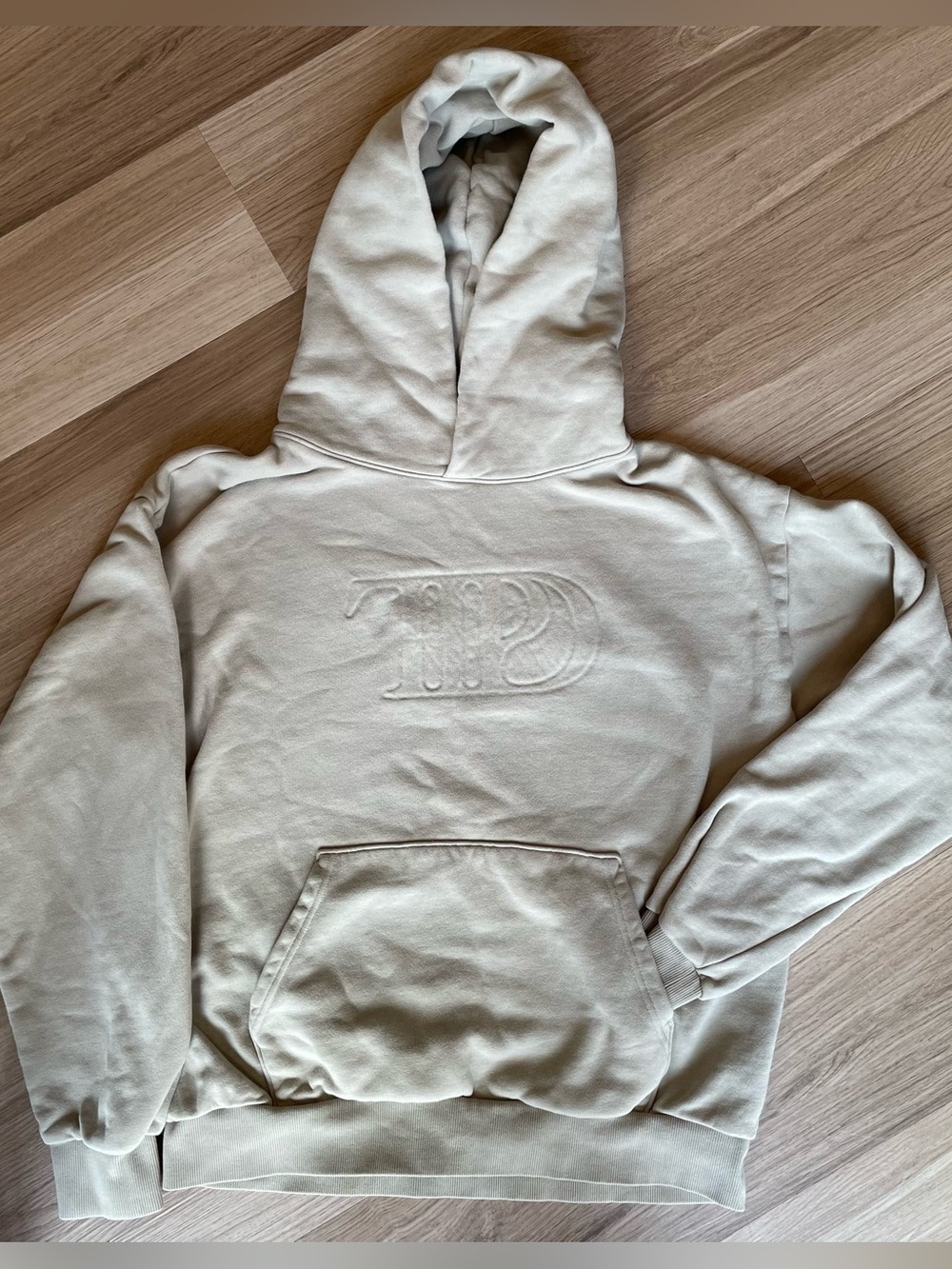 Taylor Swift The Tortured Poets Dept TTPD Beige Unisex Hoodie Logo Pockets Sz L